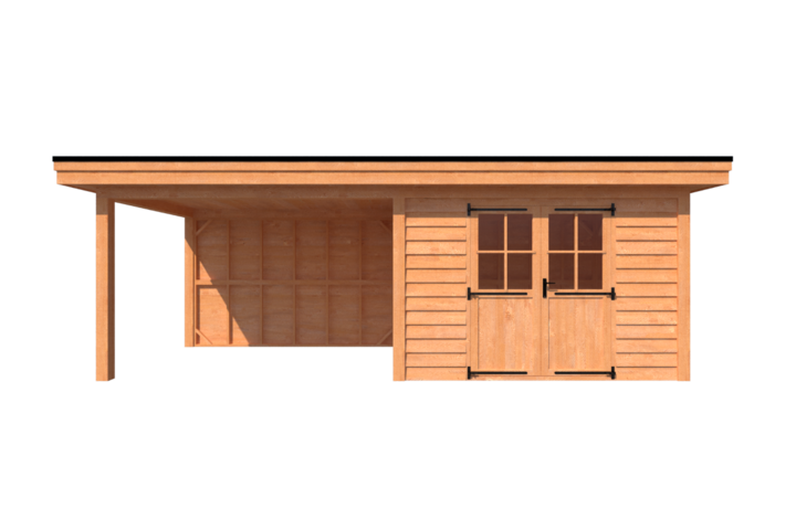 Tuinhuis met veranda plat dak 350 x 250 + 350cm Tuinhuis met veranda plat dak 350 x 250 + 350cm