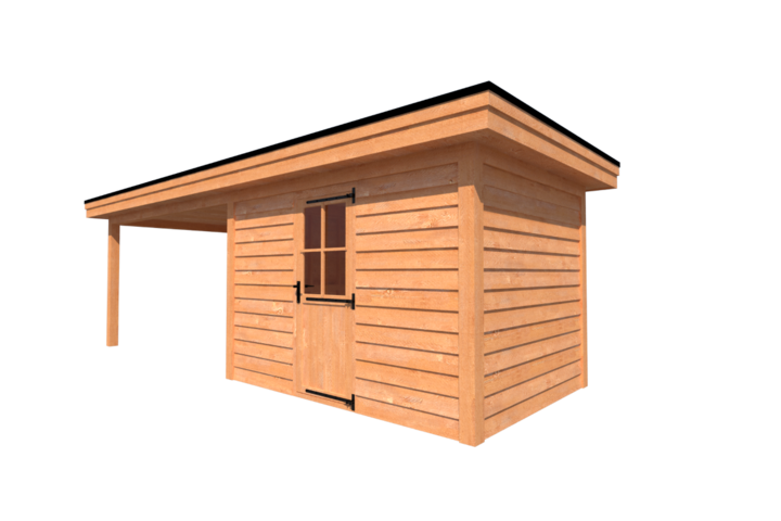 Tuinhuis met veranda plat dak 350 x 250 + 400cm Tuinhuis met veranda plat dak 350 x 250 + 400cm