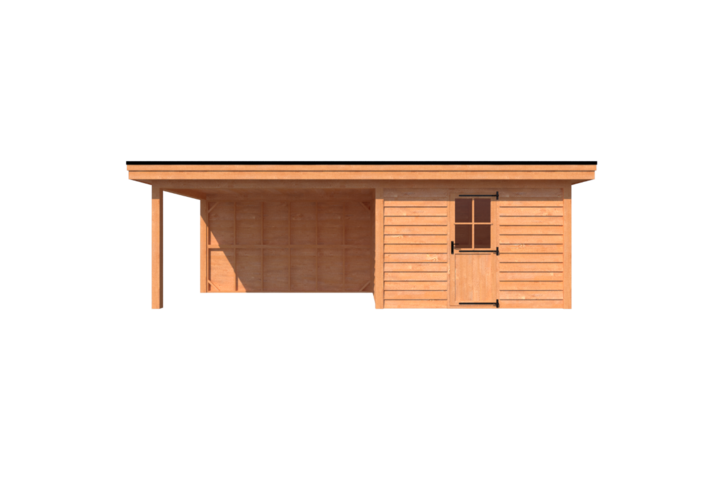 Tuinhuis met veranda plat dak 350 x 250 + 400cm Tuinhuis met veranda plat dak 350 x 250 + 400cm