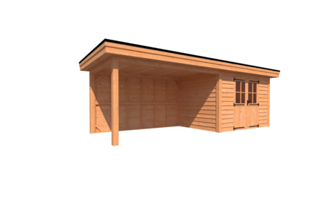 Tuinhuis met veranda plat dak 350 x 250 + 400cm Tuinhuis met veranda plat dak 350 x 250 + 400cm