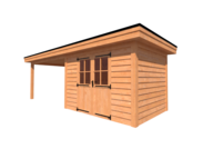 Tuinhuis met veranda plat dak 350 x 250 + 400cm Tuinhuis met veranda plat dak 350 x 250 + 400cm