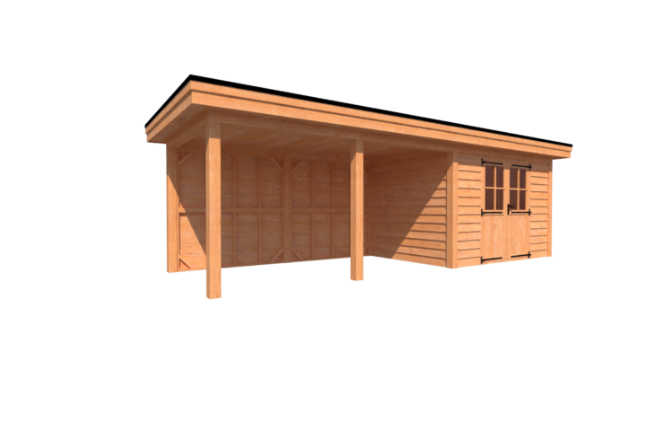 Tuinhuis met veranda plat dak 350 x 250 + 450cm Tuinhuis met veranda plat dak 350 x 250 + 450cm