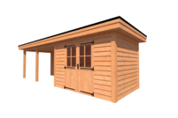 Tuinhuis met veranda plat dak 350 x 250 + 450cm Tuinhuis met veranda plat dak 350 x 250 + 450cm