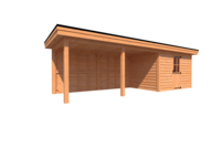 Tuinhuis met veranda plat dak 350 x 250 + 500cm