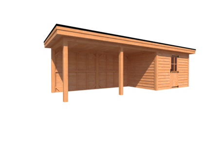 Tuinhuis met veranda plat dak 350 x 250 + 500cm Tuinhuis met veranda plat dak 350 x 250 + 500cm