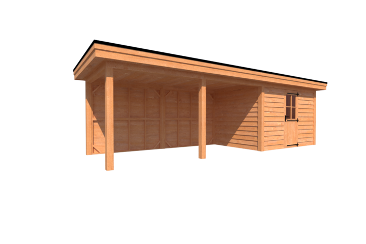 Tuinhuis met veranda plat dak 350 x 250 + 500cm