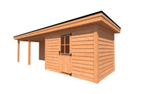 Tuinhuis met veranda plat dak 350 x 250 + 500cm