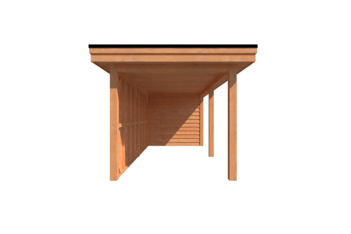 Tuinhuis met veranda plat dak 350 x 250 + 500cm