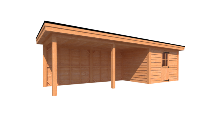 Tuinhuis met veranda plat dak 350 x 250 + 550cm Tuinhuis met veranda plat dak 350 x 250 + 550cm