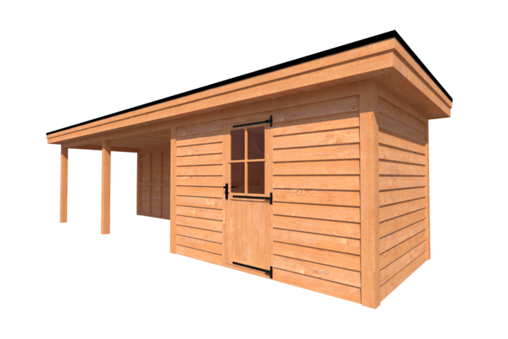 Tuinhuis met veranda plat dak 350 x 250 + 550cm Tuinhuis met veranda plat dak 350 x 250 + 550cm