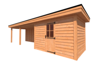 Tuinhuis met veranda plat dak 350 x 250 + 600cm Tuinhuis met veranda plat dak 350 x 250 + 600cm