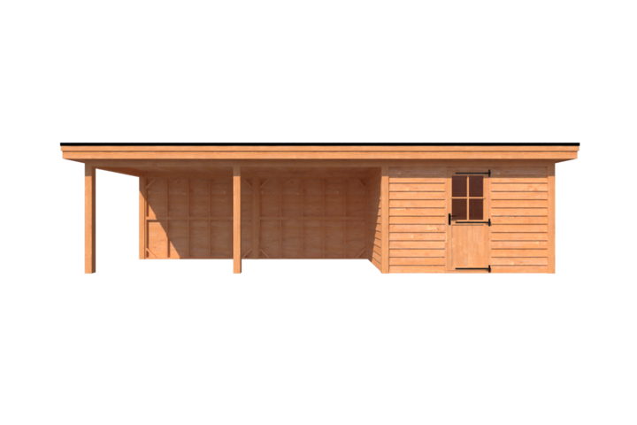 Tuinhuis met veranda plat dak 350 x 250 + 600cm Tuinhuis met veranda plat dak 350 x 250 + 600cm