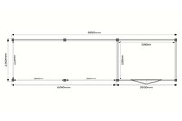Tuinhuis met veranda plat dak 350 x 250 + 600cm Tuinhuis met veranda plat dak 350 x 250 + 600cm