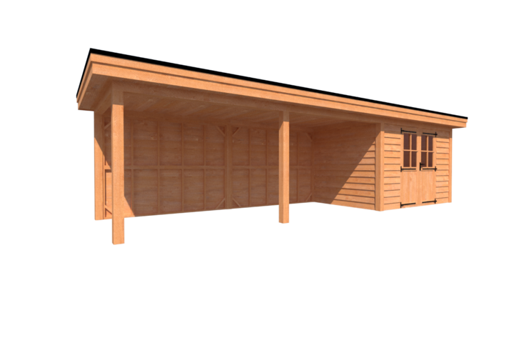 Tuinhuis met veranda plat dak 350 x 250 + 600cm Tuinhuis met veranda plat dak 350 x 250 + 600cm