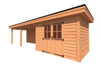 Tuinhuis met veranda plat dak 350 x 250 + 600cm Tuinhuis met veranda plat dak 350 x 250 + 600cm