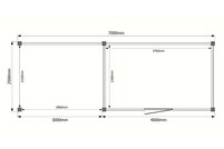 Tuinhuis met veranda plat dak 400 x 250 + 300cm Tuinhuis met veranda plat dak 400 x 250 + 300cm