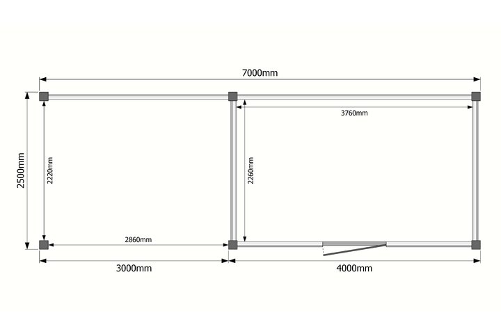 Tuinhuis met veranda plat dak 400 x 250 + 300cm Tuinhuis met veranda plat dak 400 x 250 + 300cm