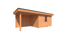 Tuinhuis met veranda plat dak 400 x 250 + 300cm Tuinhuis met veranda plat dak 400 x 250 + 300cm