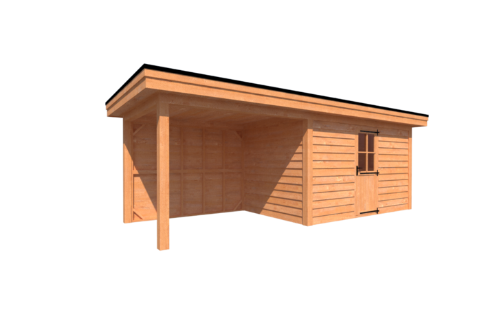 Tuinhuis met veranda plat dak 400 x 250 + 300cm Tuinhuis met veranda plat dak 400 x 250 + 300cm