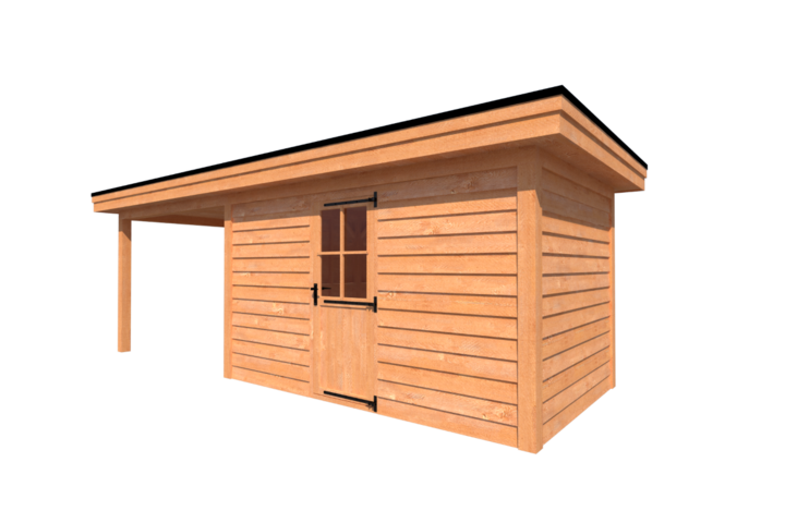 Tuinhuis met veranda plat dak 400 x 250 + 300cm Tuinhuis met veranda plat dak 400 x 250 + 300cm
