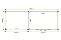 Tuinhuis met veranda plat dak 400 x 250 + 300cm