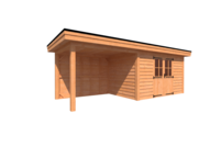 Tuinhuis met veranda plat dak 400 x 250 + 300cm