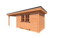 Tuinhuis met veranda plat dak 400 x 250 + 300cm