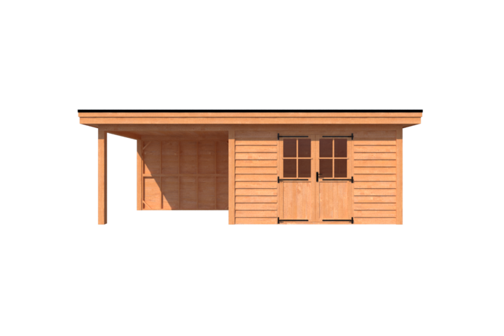Tuinhuis met veranda plat dak 400 x 250 + 300cm