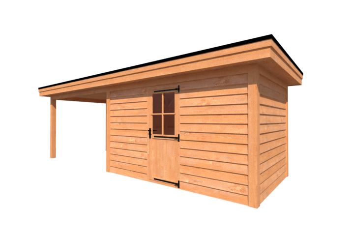 Tuinhuis met veranda plat dak 400 x 250 + 350cm Tuinhuis met veranda plat dak 400 x 250 + 350cm