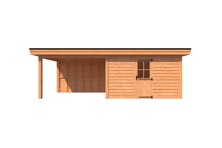 Tuinhuis met veranda plat dak 400 x 250 + 350cm Tuinhuis met veranda plat dak 400 x 250 + 350cm