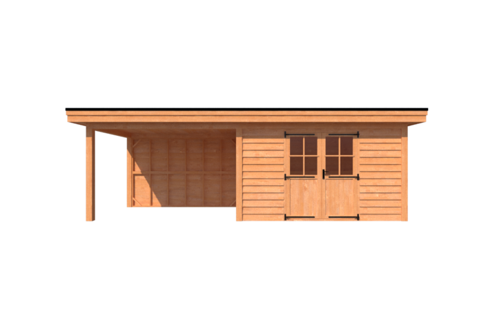 Tuinhuis met veranda plat dak 400 x 250 + 350cm Tuinhuis met veranda plat dak 400 x 250 + 350cm