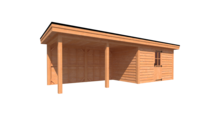 Tuinhuis met veranda plat dak 400 x 250 + 450cm Tuinhuis met veranda plat dak 400 x 250 + 450cm