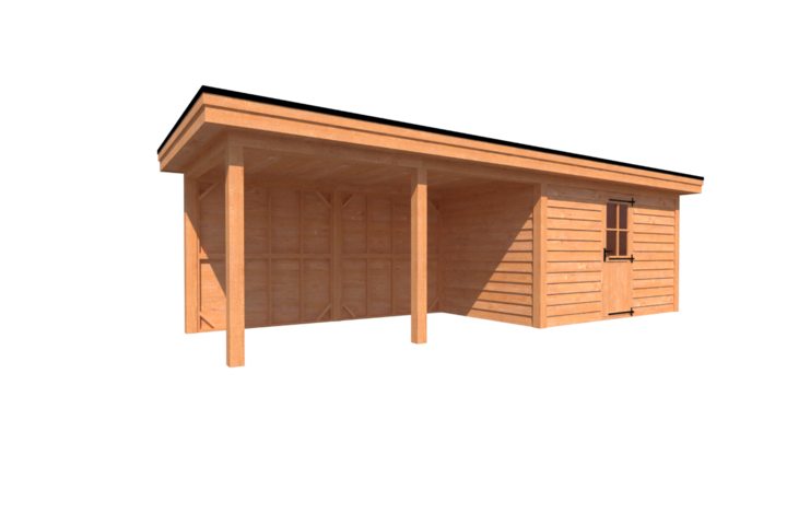 Tuinhuis met veranda plat dak 400 x 250 + 450cm Tuinhuis met veranda plat dak 400 x 250 + 450cm