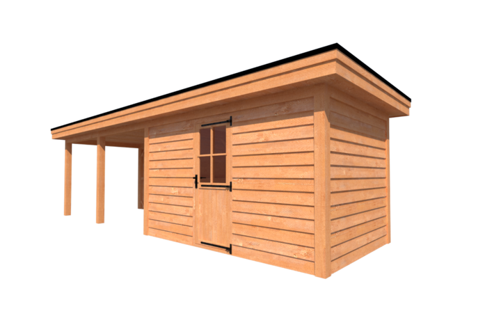 Tuinhuis met veranda plat dak 400 x 250 + 450cm Tuinhuis met veranda plat dak 400 x 250 + 450cm