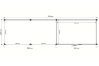 Tuinhuis met veranda plat dak 400 x 250 + 500cm Tuinhuis met veranda plat dak 400 x 250 + 500cm