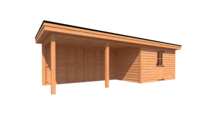 Tuinhuis met veranda plat dak 400 x 250 + 500cm Tuinhuis met veranda plat dak 400 x 250 + 500cm