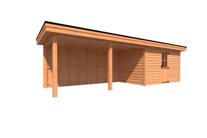Tuinhuis met veranda plat dak 400 x 250 + 500cm Tuinhuis met veranda plat dak 400 x 250 + 500cm