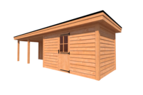 Tuinhuis met veranda plat dak 400 x 250 + 500cm Tuinhuis met veranda plat dak 400 x 250 + 500cm