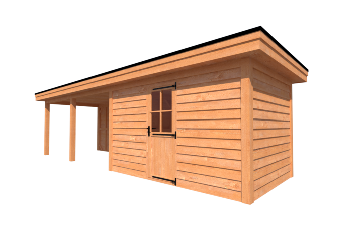 Tuinhuis met veranda plat dak 400 x 250 + 500cm Tuinhuis met veranda plat dak 400 x 250 + 500cm