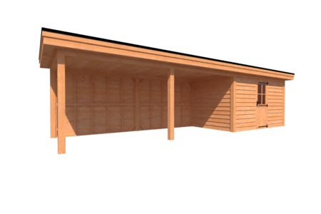 Tuinhuis met veranda plat dak 400 x 250 + 600cm Tuinhuis met veranda plat dak 400 x 250 + 600cm
