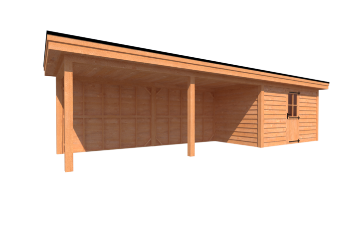 Tuinhuis met veranda plat dak 400 x 250 + 600cm Tuinhuis met veranda plat dak 400 x 250 + 600cm