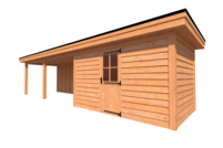 Tuinhuis met veranda plat dak 400 x 250 + 600cm Tuinhuis met veranda plat dak 400 x 250 + 600cm