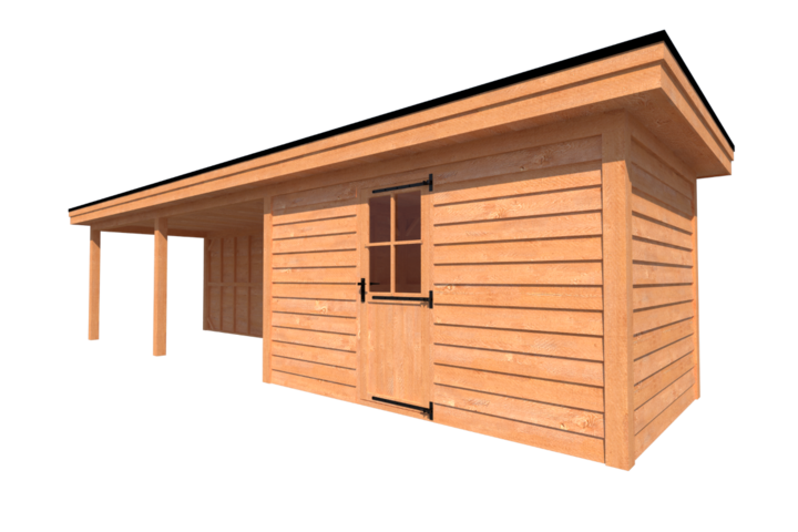 Tuinhuis met veranda plat dak 400 x 250 + 600cm Tuinhuis met veranda plat dak 400 x 250 + 600cm