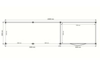 Tuinhuis met veranda plat dak 400 x 250 + 600cm