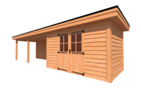 Tuinhuis met veranda plat dak 400 x 250 + 600cm