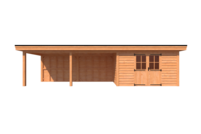 Tuinhuis met veranda plat dak 400 x 250 + 600cm