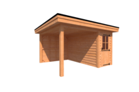 Tuinhuis met veranda plat dak 150 x 350 + 250cm Tuinhuis met veranda plat dak 150 x 350 + 250cm