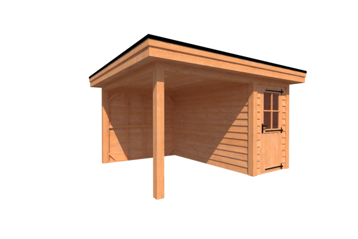 Tuinhuis met veranda plat dak 150 x 350 + 250cm Tuinhuis met veranda plat dak 150 x 350 + 250cm