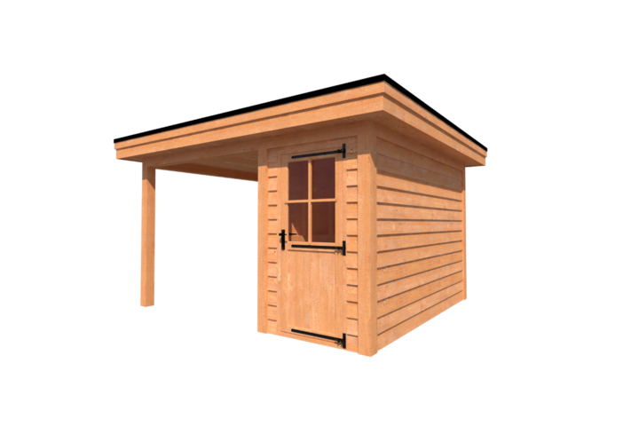 Tuinhuis met veranda plat dak 150 x 350 + 250cm Tuinhuis met veranda plat dak 150 x 350 + 250cm