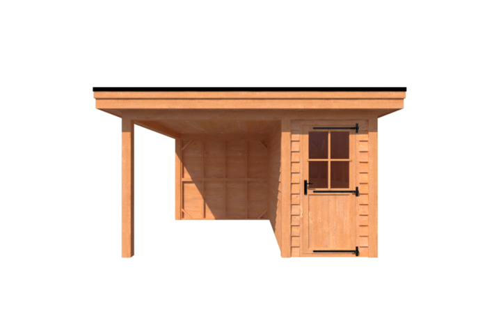 Tuinhuis met veranda plat dak 150 x 350 + 250cm Tuinhuis met veranda plat dak 150 x 350 + 250cm